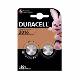 CR2016 3V Duracell Lithium batteri (2 stk)